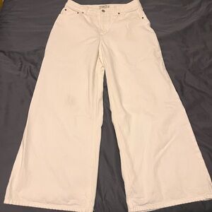 Abercrombie & Fitch Wide-Leg Jeans in Off-White/Cream